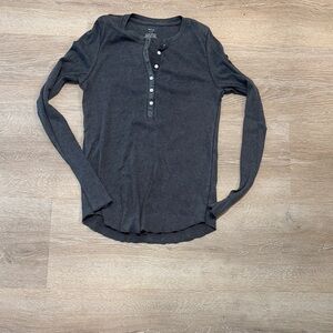Aerie Dark Gray Long Sleeve Henley Top